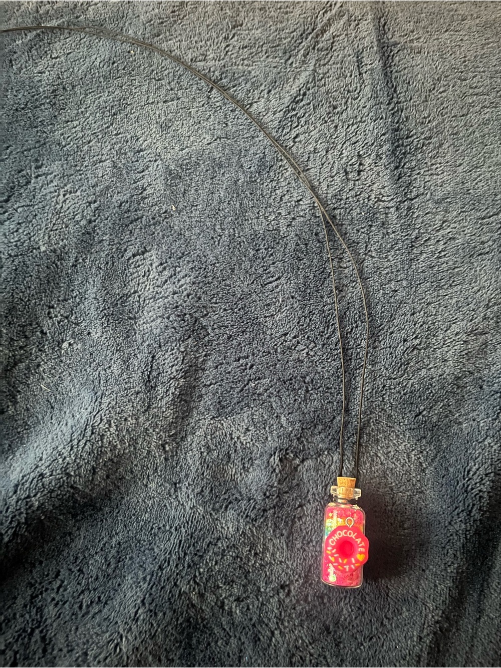 Pink Donut Fairy Potion Glitter Bottle Necklace w/ Pendant
